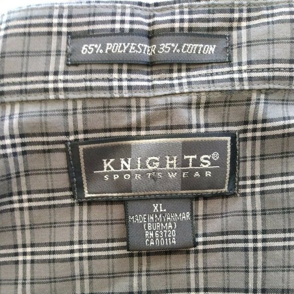 Knights Sportswear Button Down Long Sleeve Plaid Gray Dress Shirt Regular XL - Picture 6 of 6